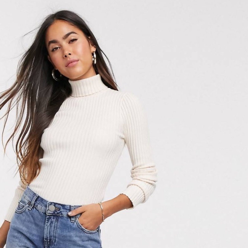 ASOS Roll Knit Sweater in Fine Knit Rib